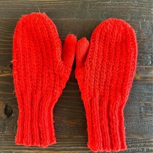 Handmade Bright Red Knit Mittens